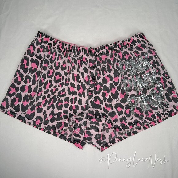 PINK Victoria's Secret Other - Victoria's Secret Leopard Print Sequined Logo PJ Shorts